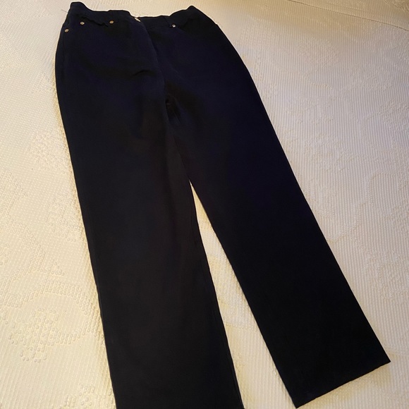 St. John Sport By Marie Gray Sz 8 Black High-Waisted Straight Leg Trousers - Picture 1 of 7